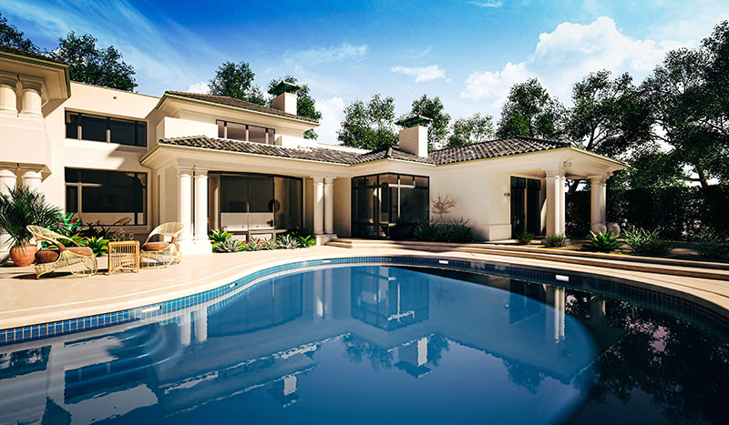 Tile Roof On Pool Home