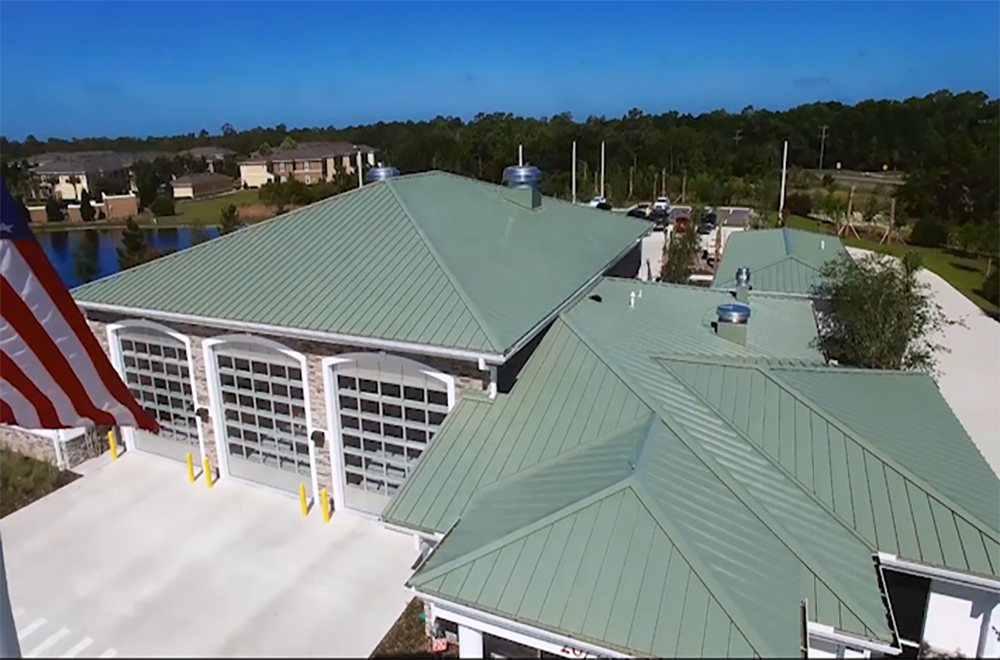 Fire Station 23 Green Standing Seam Metal Roof