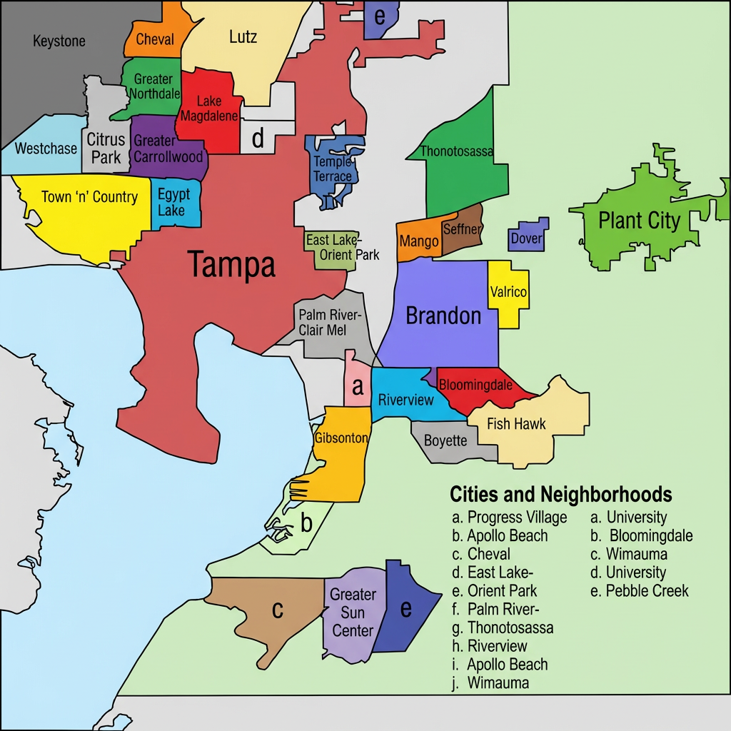 Roofing service areas in Hillsborough County, FL by JK Johns Roofing.