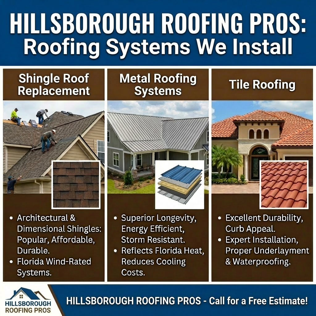 Durable roofing systems installed by JK Johns Roofing in Hillsborough County, FL.