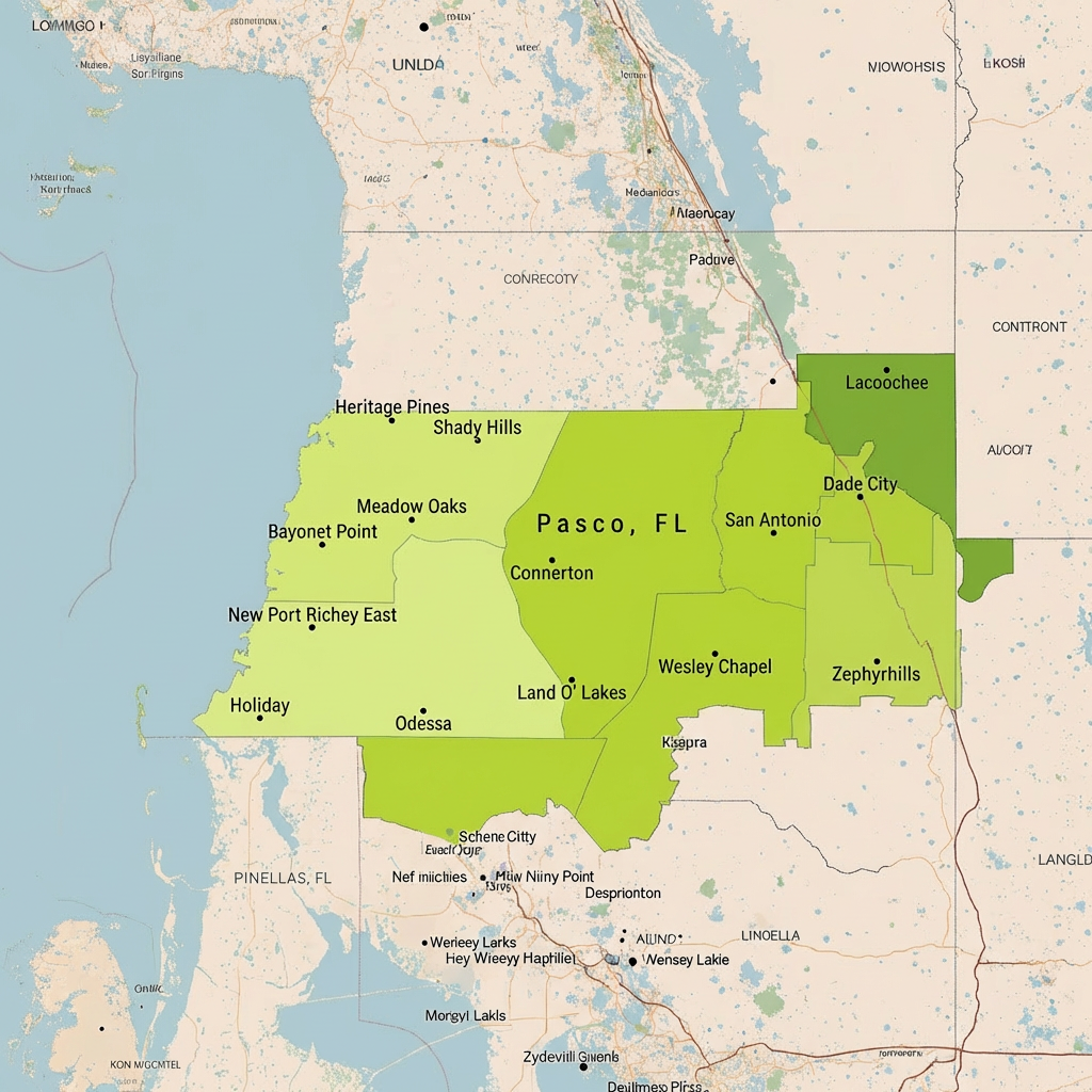 Roofing services locations in Pasco County, FL by JK Johns Roofing.