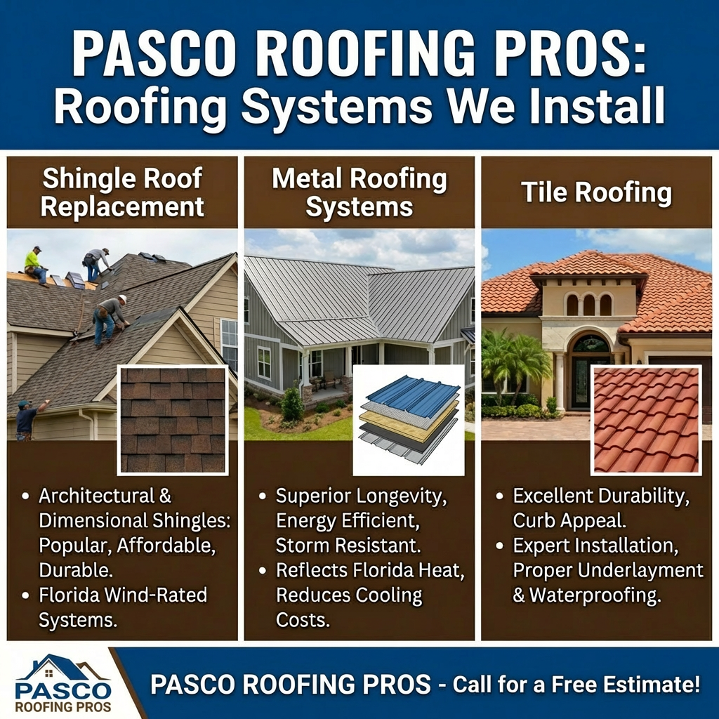 Durable roofing systems installed by JK Johns Roofing in Pasco County, FL.