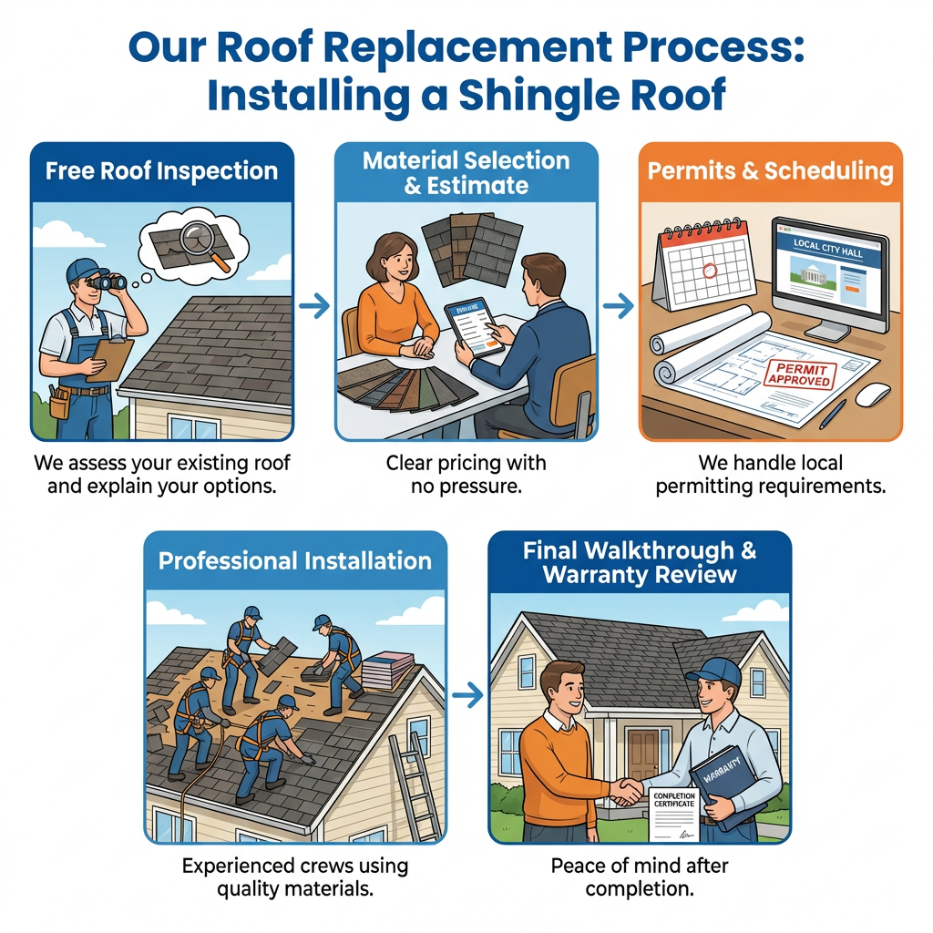 Professional roof replacement process by JK Johns Roofing in Pasco County, FL.