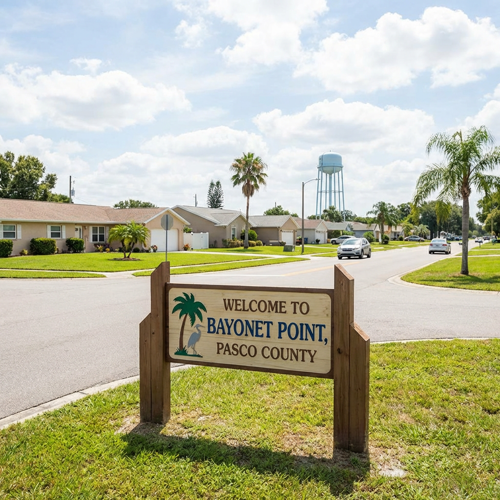 Well-maintained home in Bayonet Point, Pasco County, FL with a durable roofing system designed for long-lasting Florida weather protection.